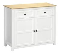 HOMCOM Buffet 2 Portes 2 Tiroirs 100 x 40 x 85 cm Blanc Aspect Bois
