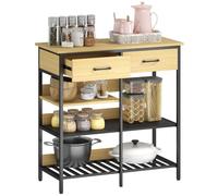 HOMCOM Buffet 2 Tiroirs 3 Étagères Ouvertes 90x40x91cm Bois Naturel