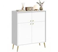 HOMCOM Buffet 4 Portes 105.4x40.5x122.4cm Blanc Crème