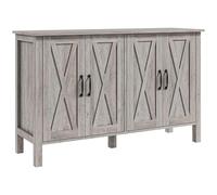HOMCOM Buffet, 47" Sideboard avec 4 Portes de Grange, Grain de Bois Gris