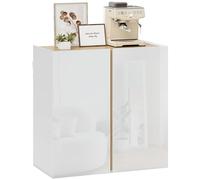 HOMCOM Buffet à Haute Brillance, Meuble de Rangement avec 2 Portes à Fermeture amortie et étagère réglable, Style Moderne, Buffet Salle à Manger, Cuisine et Salon, 80 x 40 x 80 cm, Blanc