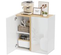 HOMCOM Buffet à haute brillance, meuble de rangement avec 2 portes à fermeture amortie et étagère réglable, 80x40x80cm, blanc