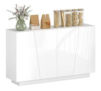 HOMCOM Meuble de rangement buffet étagère réglable 150 x 40 x 88 cm blanc brillant