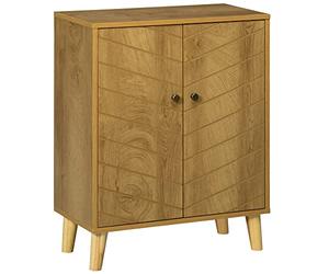 HOMCOM Buffet Armoire Vintage 2 Portes Chevron Finition Bois Naturel