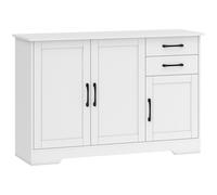 HOMCOM Buffet avec 2 tiroirs, meuble de rangement moderne, étagère réglable et 3 portes, Blanc