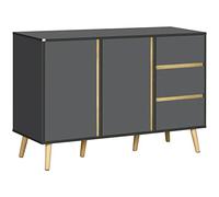 HomCom Buffet bas scandinave 2 portes 3 tiroirs 120x40x80 cm Gris anthracite