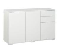 HOMCOM Buffet blanc commode avec 2 tiroirs et 3 portes meuble polyvalent 117x36x74 cm