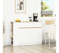 HOMCOM Buffet Blanc Moderne 2 Tiroirs 3 Étagères Placard 2 Portes pour Rangement Cuisine et Salon | Aosom France