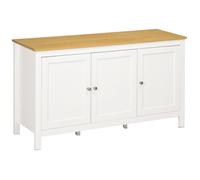 Buffet bas style classique chic - 3 portes, 2 étagères réglables - MDF panneaux blanc aspect bois clair Blanc G