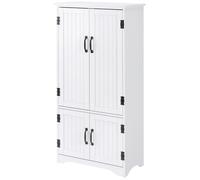 HOMCOM Armoire de cuisine contemporaine multi-rangements 2 placards 3 étagères MDF panneaux particules blanc