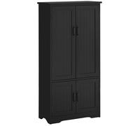 HOMCOM Armoire de cuisine contemporaine multi-rangements 2 placards 3 étagères MDF panneaux particules noir