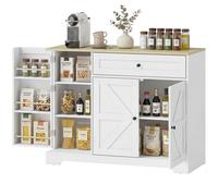 HOMCOM Buffet, commode de cuisine style campagne avec portes coulissantes, 1 tiroir, 2 étagères réglables, étagères de porte