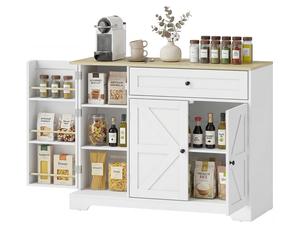 HOMCOM Buffet, commode de cuisine style campagne avec portes coulissantes, 1 tiroir, 2 étagères réglables, étagères de porte