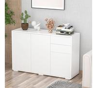HOMCOM Buffet Commode Meuble, 2 Tiroirs, Push-Click, 117 cm x 36 cm x 74 cm, Blanc