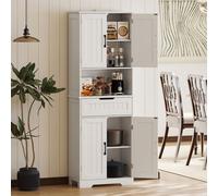 HOMCOM Buffet cuisine, armoire de cuisine avec 4 portes, tiroir, compartiment ouvert et étagères réglables, 60x30x172cm, blanc