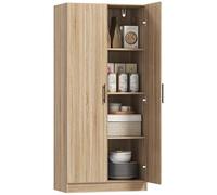 HOMCOM Buffet cuisine avec portes verrouillées, garde-manger, salon, 75 x 40 x 165 cm, couleur bois