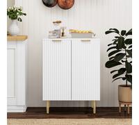 HOMCOM Buffet cuisine meuble de rangement avec 2 portes étagère réglable pieds métalliques surélevés 60 x 40 x 80 cm blanc