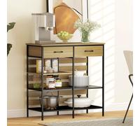 HOMCOM Buffet cuisine, meuble de rangement avec 2 tiroirs et 3 étagères ouvertes, 90 x 40 x 91 cm, bois naturel et noir