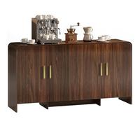 HOMCOM Buffet Salon, Meuble de Rangement avec 4 Portes à Fermeture Douce, 4 Compartiments et Bords Arrondis, Meuble TV pour Téléviseurs Jusqu'à 72 Pouces, pour Cuisine et Chambre, 152x40x80cm, Noyer