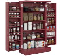 HomCom Armoire de cuisine 2 portes, 14 étagères, MDF 60x30x104 cm, Bordeaux