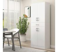 HOMCOM Buffet de cuisine armoire de cuisine buffet haut 2 étagères réglables 4 portes 2 placards et 1 tiroir central hauteur 180 cm blanc Description:Ce superbe meuble de cuisine HOMCOM blanc uni avec