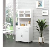 HOMCOM Buffet de cuisine armoire de cuisine contemporaine multi-rangement 2 placards portes grand tiroir coulissant panneaux MDF blanc Description:Cette superbe armoire de cuisine blanc uni avec poign
