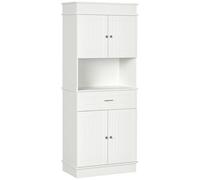 Armoire de cuisine contemporaine multi-rangement 4 portes tiroir coulissant et grand plateau dim. 74L x 39l x 183H cm panneaux particules MDF blanc