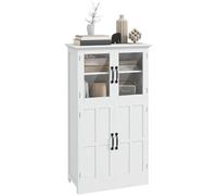 HOMCOM Buffet de Cuisine Armoire de Cuisine contemporaine Multi-rangements 2 placards, Portes en Verre, 4 étagères en Bois Blanc