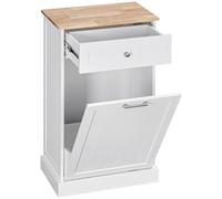 HOMCOM Buffet de cuisine avec support pour poubelles de 38 litres, tiroir, plan effet bois, style rustique, pour salon, salle à manger, 51 x 33,5 x 90 cm, blanc