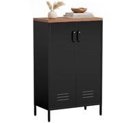 HOMCOM Buffet de cuisine en acier, meuble de cuisine avec 2 portes, étagères réglables, industriel, meuble de rangement multifonction pour salon, salle à manger, bureau, 65 x 35 x 106 cm, noir marron