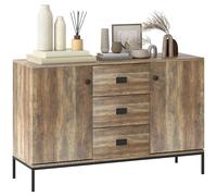 HOMCOM Buffet de Cuisine Meuble de Rangement 2 placards étagère réglable 3 tiroirs Style Contemporain - 120 x 39,5 x 77 cm Marron