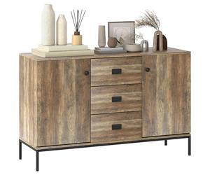 HOMCOM Buffet de Cuisine Meuble de Rangement 2 placards étagère réglable 3 tiroirs Style Contemporain - 120 x 39,5 x 77 cm Marron