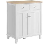 HOMCOM Buffet de Cuisine Meuble de Rangement pour Chambre, Salon Bureau avec 2 Portes 2 tiroirs - 76 x 48 x 91 cm - Blanc et Aspect Bois