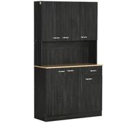 HomCom – Armoire de cuisine – Panneaux de particules – 6 portes 1 tiroir • 101x39x180cm – Noir