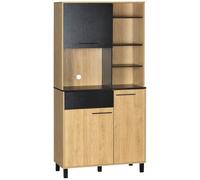 HomCom Buffet de cuisine – 1 tiroir, 3 placards, 4 niches, passe-câbles, Hauteur 180 cm