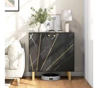 HOMCOM Buffet de rangement avec 2 portes et étagère réglable pieds en métal 76 x 35 x 77 cm ton marbre noir
