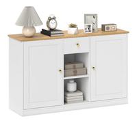 HOMCOM Buffet de rangement avec tiroir, 2 portes, 2 étagères ouvertes, pour cuisine, salon, 120 x 35 x 75,2 cm, blanc