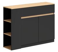 HOMCOM Buffet, grand compartiment d'armoire, étagère 3 niveaux, tiroir, noir, 110 x 29,5 x 82 cm