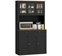 Buffet haut cuisine - HOMCOM - 6 portes, 2 tiroirs, étagères réglables - MDF et panneau de particules - 100x40x180cm - noir