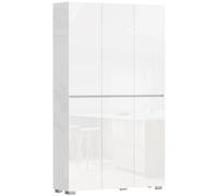 HOMCOM Buffet haut cuisine armoire de cuisine à haute brillance 6 portes à fermeture douce étagères réglables blanc
