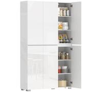 HOMCOM Buffet Haut Cuisine Armoire de Cuisine à Haute Brillance vaisselier 6 Portes à Fermeture Douce 12 Compartiments étagères réglables Meuble Rangement pour Salon Salle à Manger 120x34x200cm Blanc