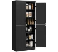 HOMCOM Buffet Haut Cuisine, Armoire de Cuisine, vaisselier avec 4 Portes à 6 Niveaux et étagères réglables, Meuble de Rangement pour Salon, Salle à Manger, 76 x 40 x 176,7 cm, Noir