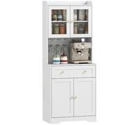 HOMCOM Buffet Haut Cuisine Vaisselier 4 Portes Tiroir 68x38x170cm Blanc
