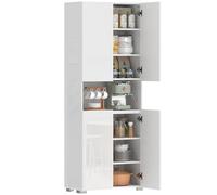 HOMCOM Buffet Haut Cuisine Vaisselier Haute Brillance 68x34x180cm Blanc