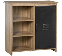 HOMCOM Buffet Industriel - Meuble de Rangement sur Pied 3 niches Placard - en Bois et Porte métal Noir