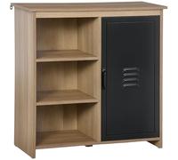HOMCOM Buffet Industriel - Meuble de Rangement sur Pied 3 niches Placard - en Bois et Porte métal Noir