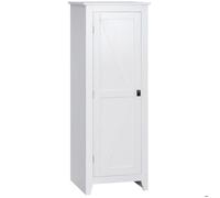 HOMCOM Armoire de Rangement buffet cuisine meuble de rangement pour Salle de bain Gain de Place Style Classique avec 3 étagères réglables- Hauteur 120 cm en Bois Blanc
