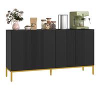 HOMCOM Buffet menuble de Rangement Design Contemporain Graphique 2 placards Porte étagères réglables en Bois Noir métal doré