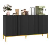 HOMCOM Buffet Meuble de Rangement Contemporain 2 Placards Porte Noir Doré | Graphique, Étagères Réglables