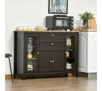 HOMCOM Buffet meuble de rangement 1 placard double porte 2 placards à porte vitrée 2 tiroirs étagère réglable 120x40x90cm noir